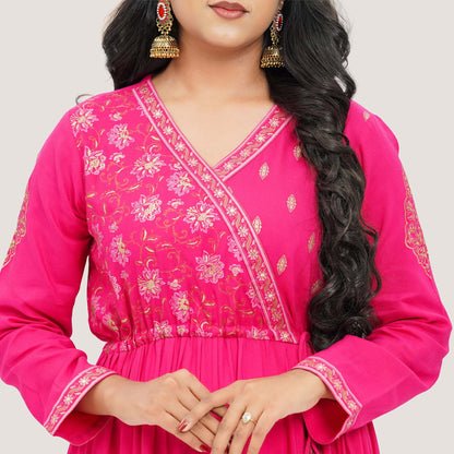 Women's Hot Pink Ethnic Gown