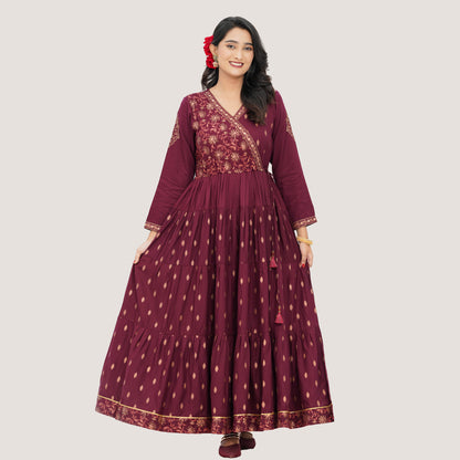 Women's Maroon Pink Ethnic Gown