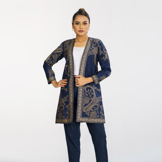 Womens Navy Ethnic Jacket