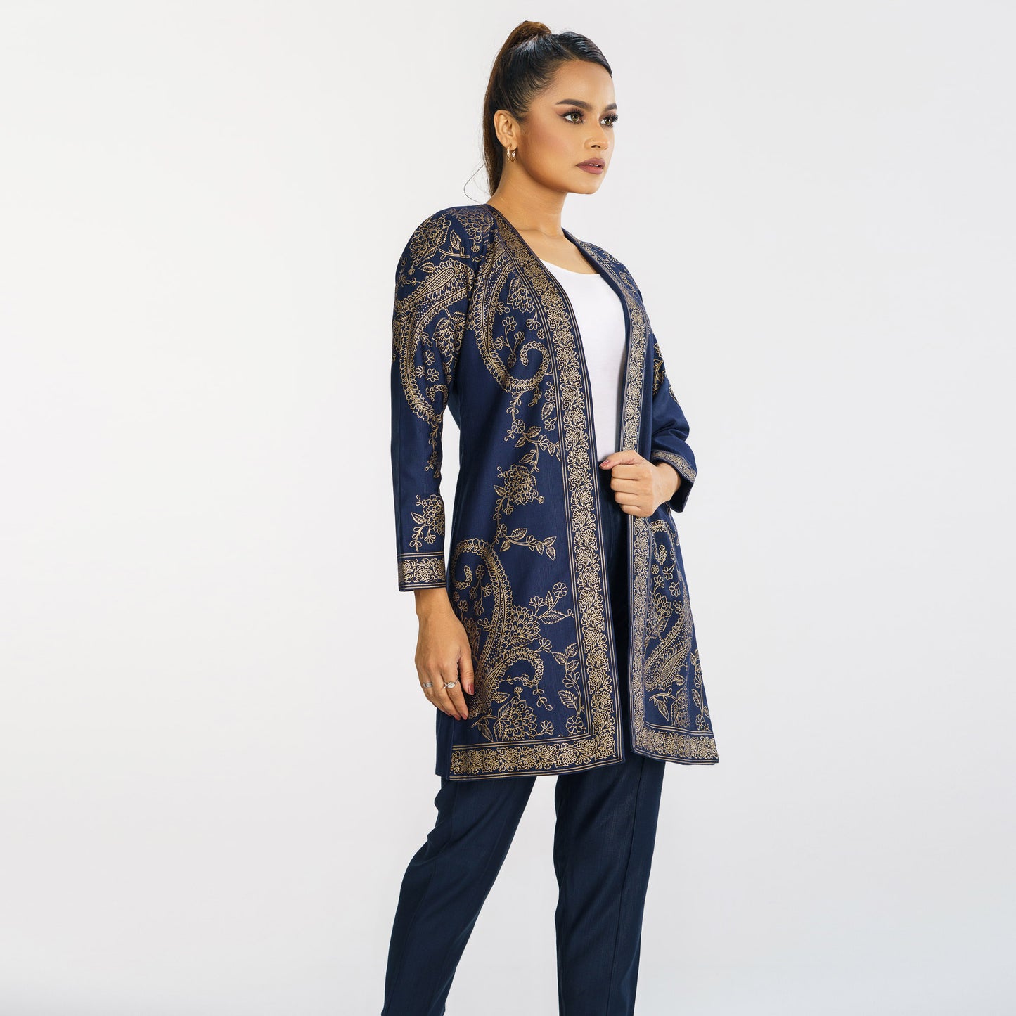 Womens Navy Ethnic Jacket