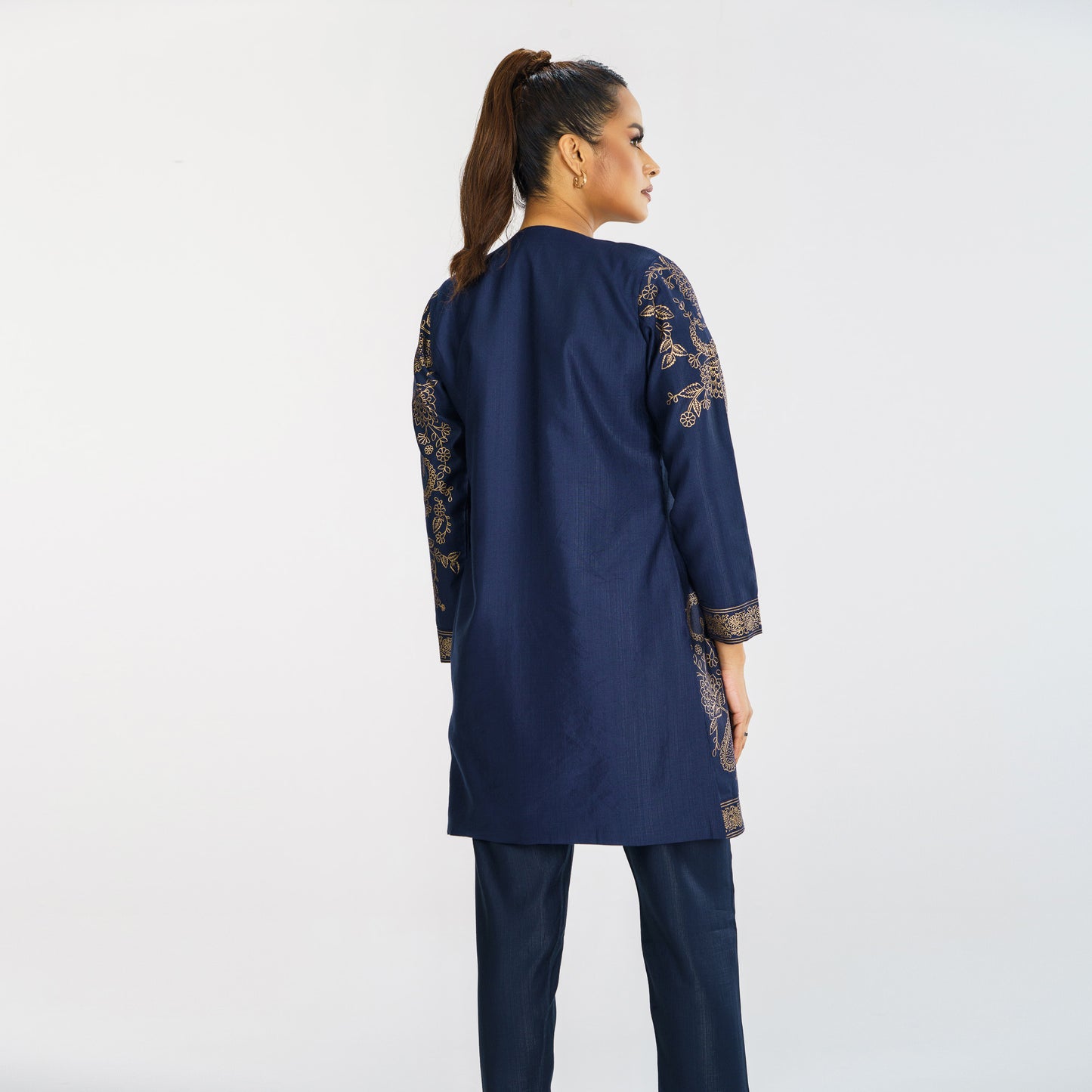 Womens Navy Ethnic Jacket