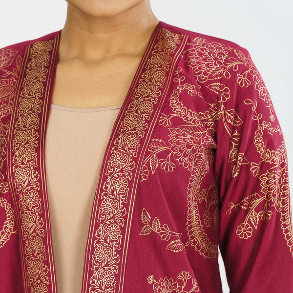 Women's Maroon Ethnic Jacket