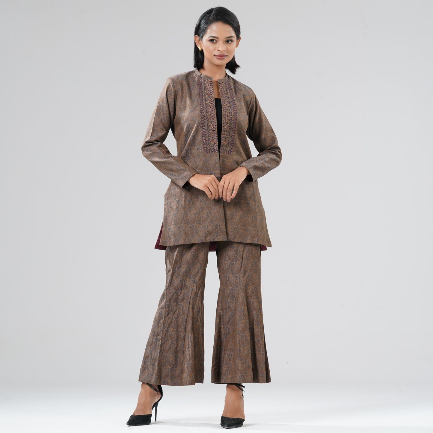 Women Brown Ethnic Two Piece Set
