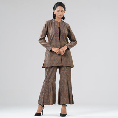 Women Brown Ethnic Two Piece Set