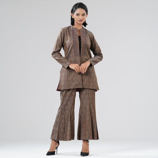 Women Brown Ethnic Two Piece Set