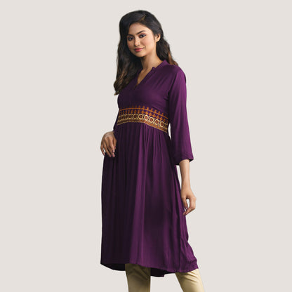 Women Purple Embroidered Kurti