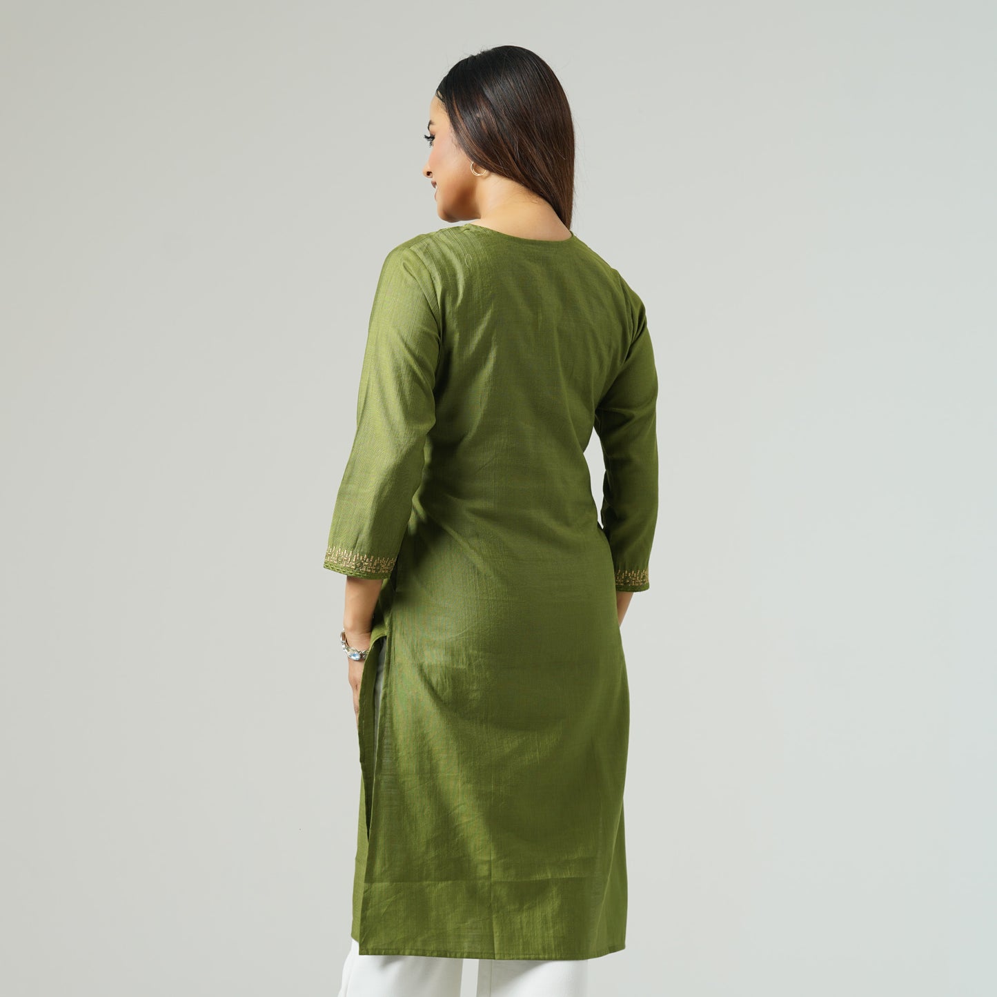 Womens Olive Ethnic Kurti