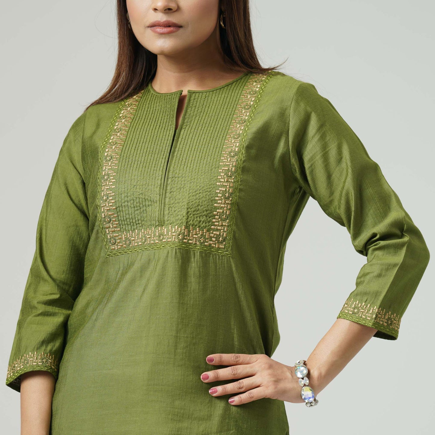 Womens Olive Ethnic Kurti