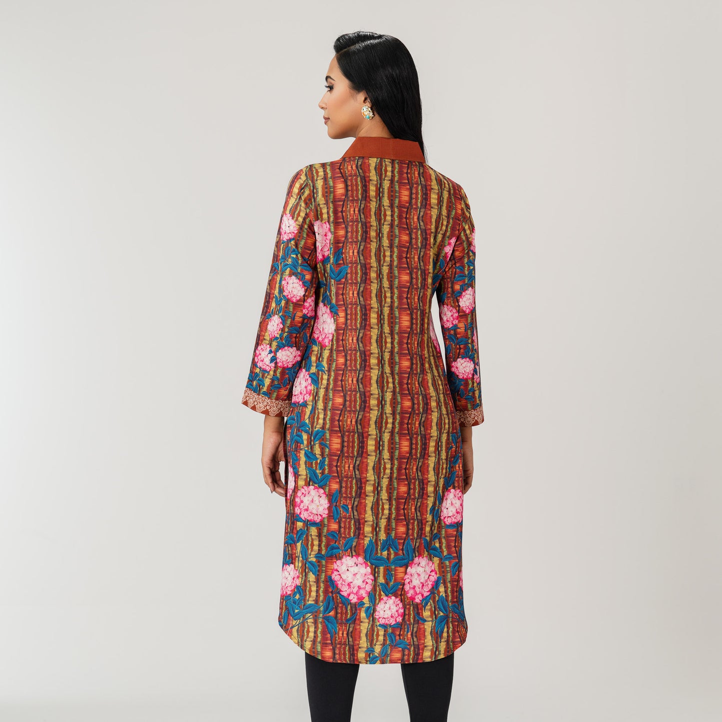 Womens Brown Printed Kurti