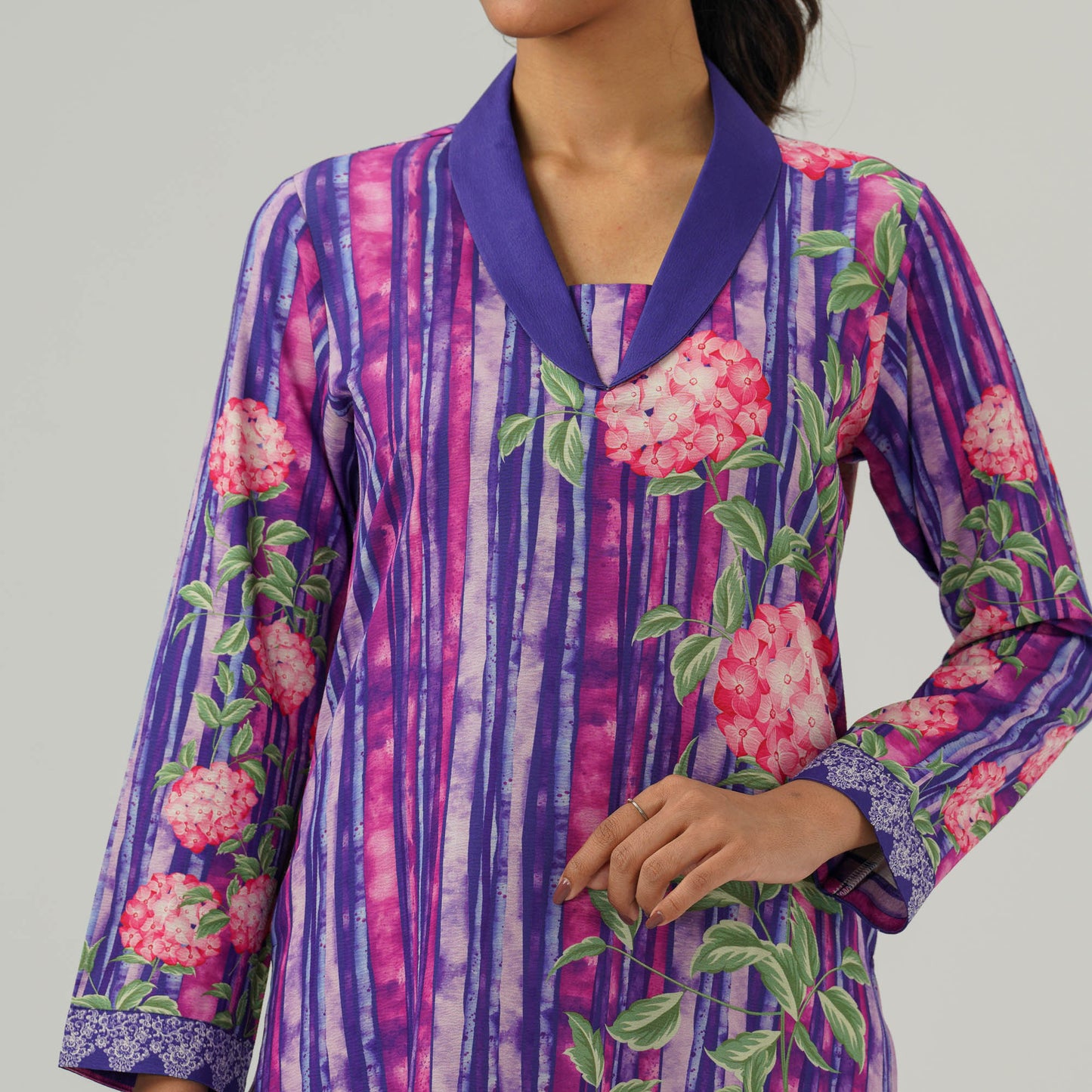 Womens Purple Printed Kurti