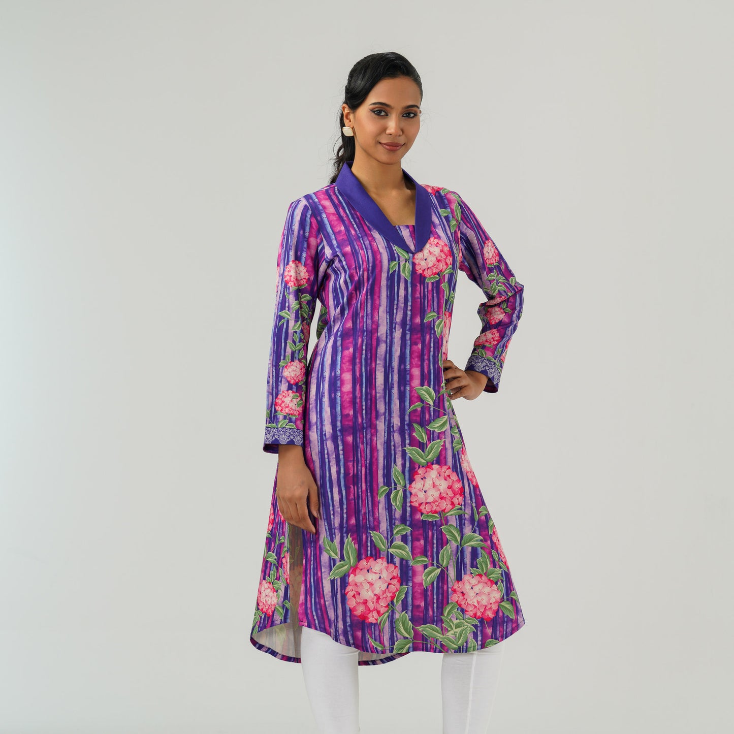 Womens Purple Printed Kurti