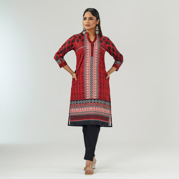 Womens Ethnic Maroon Average Kurti