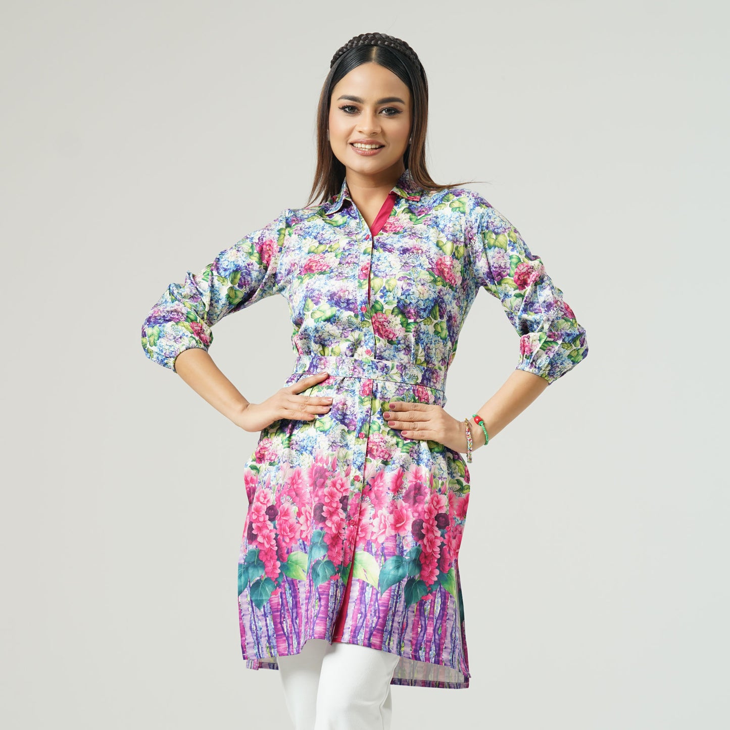 Womens Blue Printed Kurti