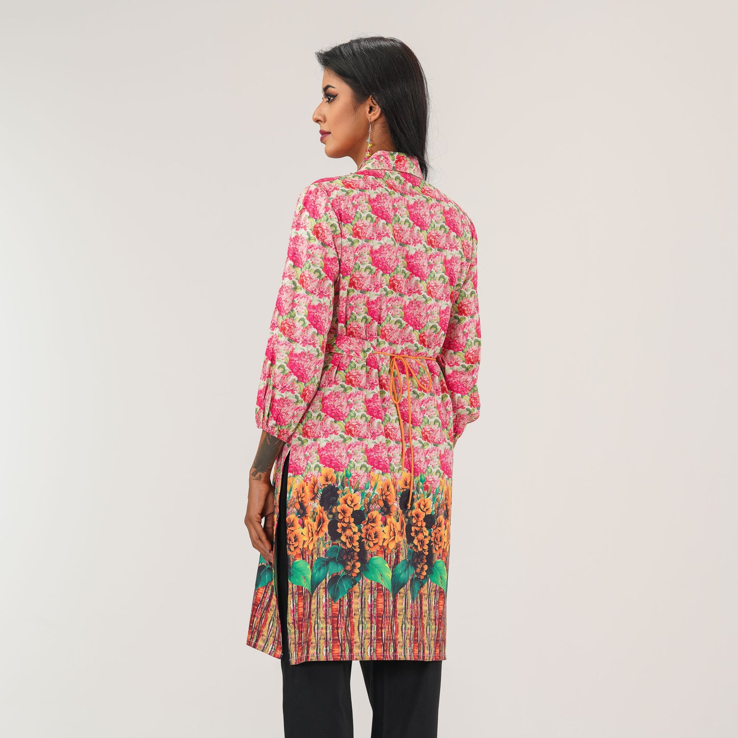 Womens Pink Printed Kurti