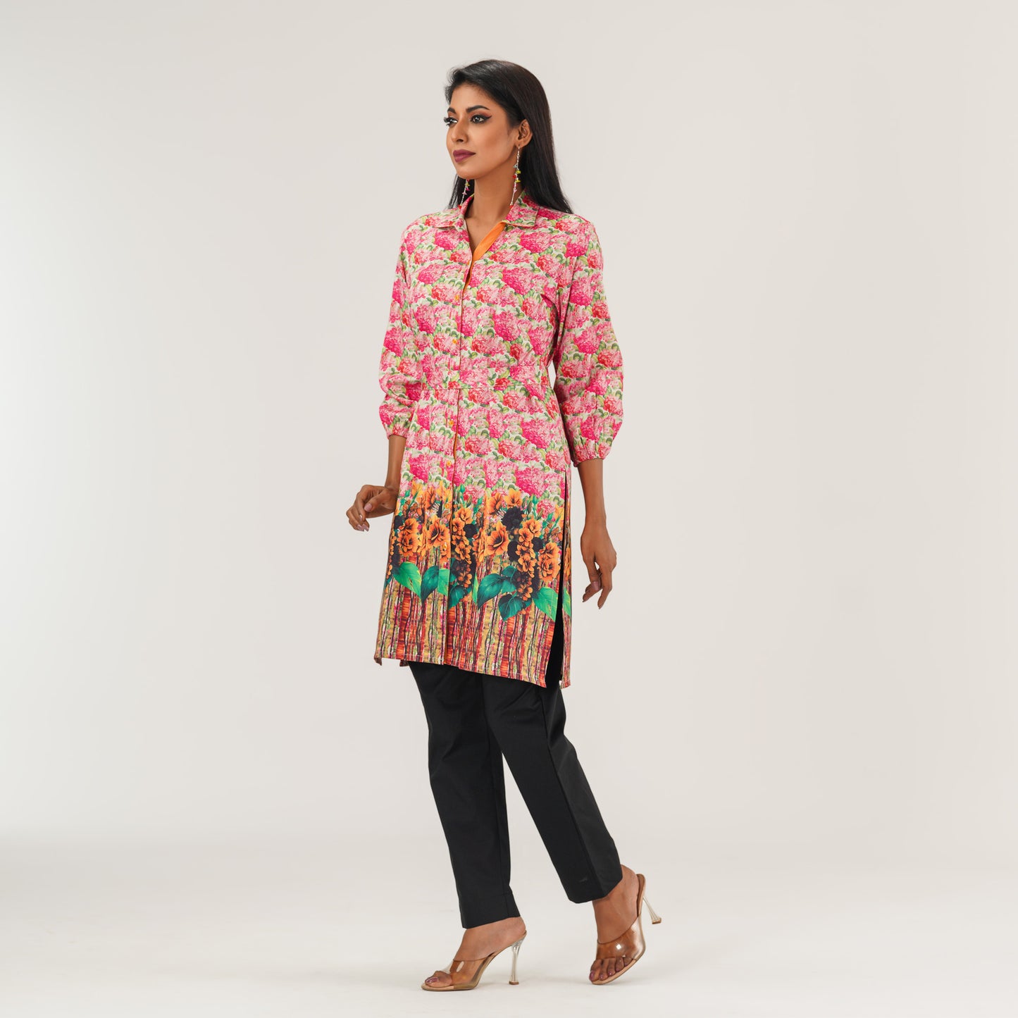 Womens Pink Printed Kurti