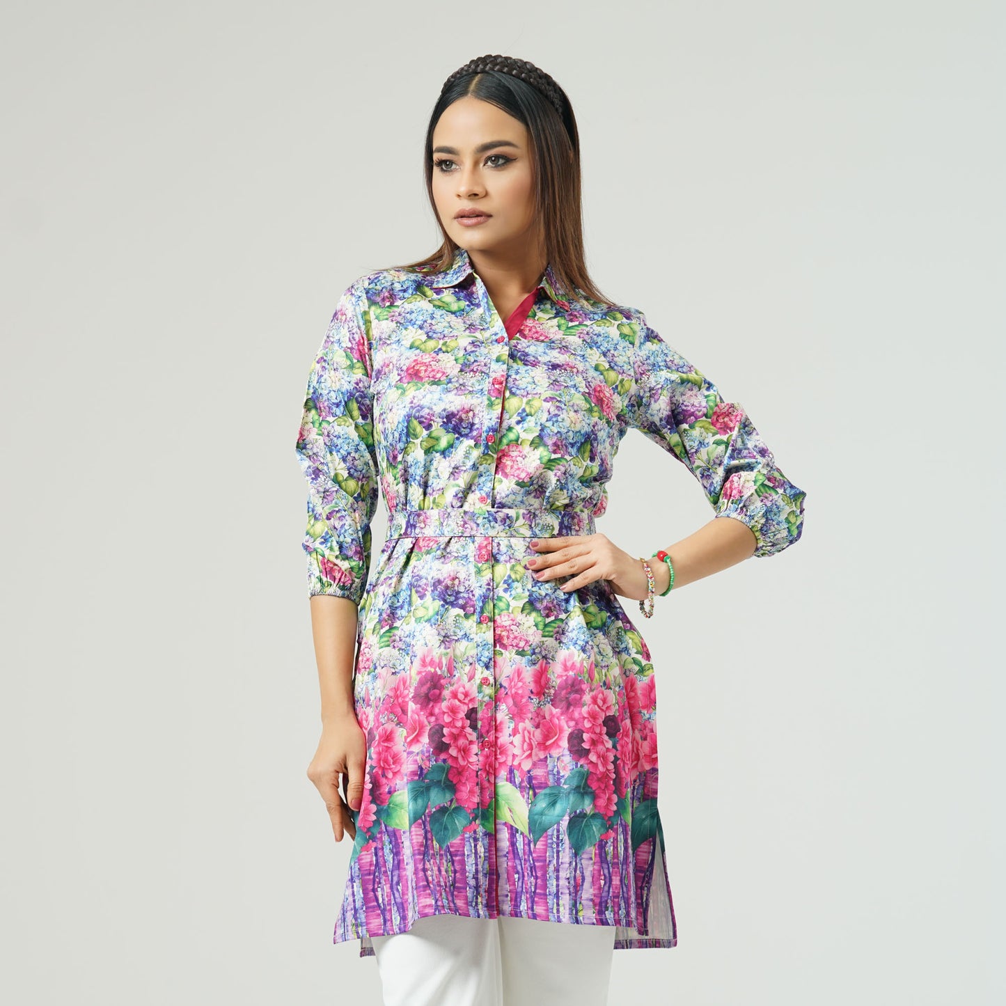 Womens Blue Printed Kurti