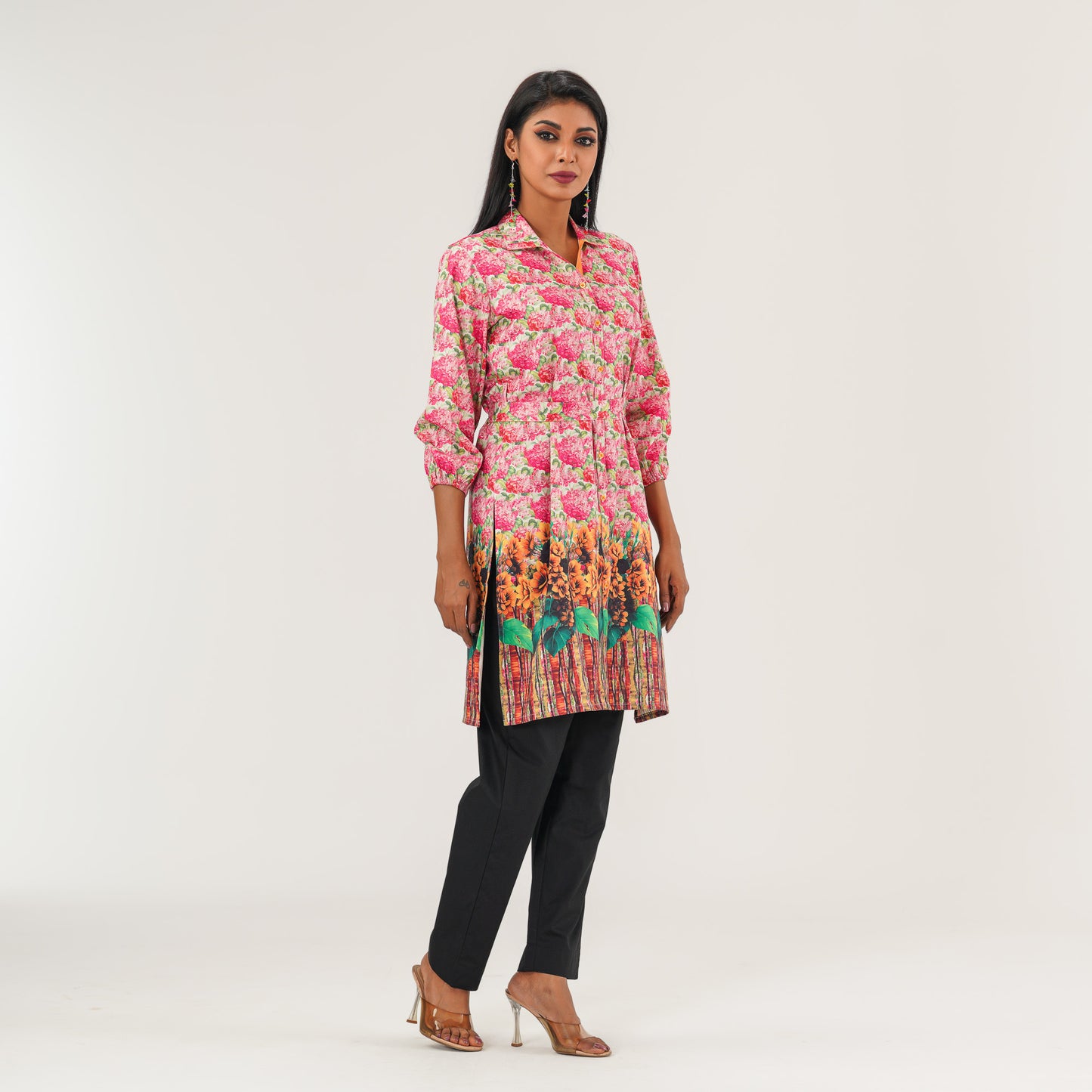 Womens Pink Printed Kurti