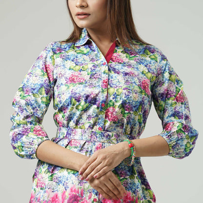 Womens Blue Printed Kurti
