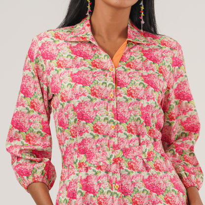 Womens Pink Printed Kurti