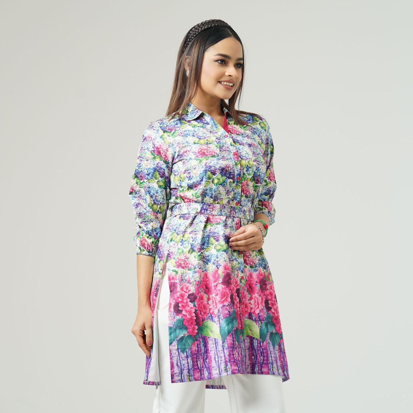 Womens Blue Printed Kurti