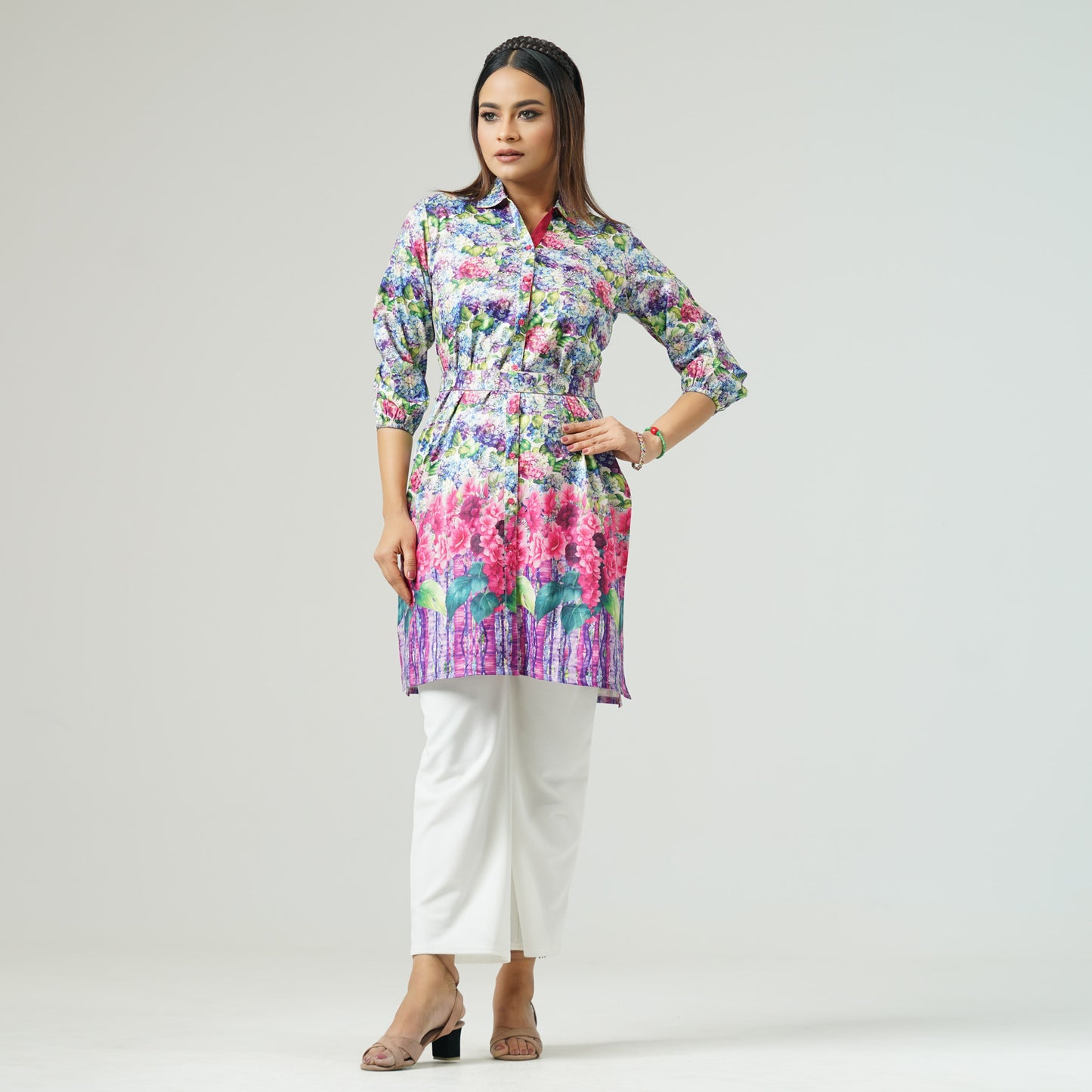 Womens Blue Printed Kurti