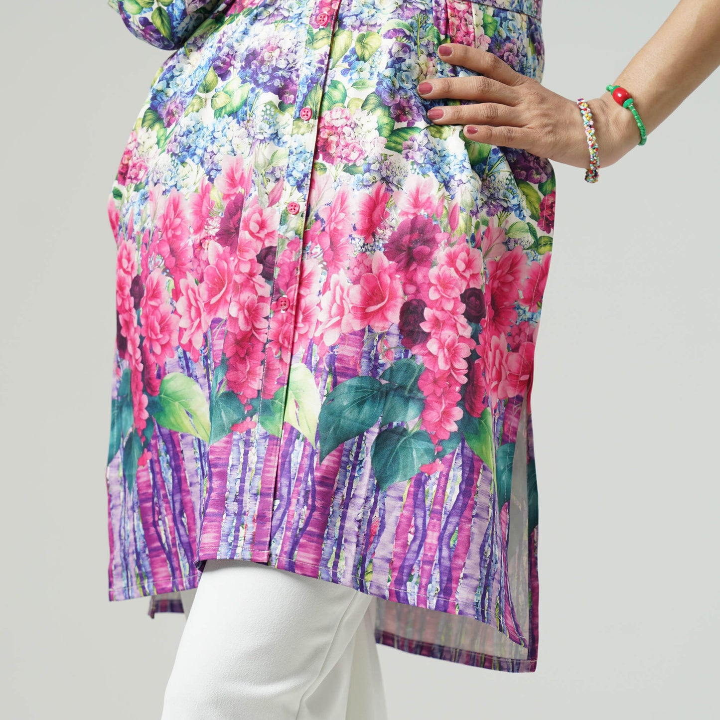 Womens Blue Printed Kurti