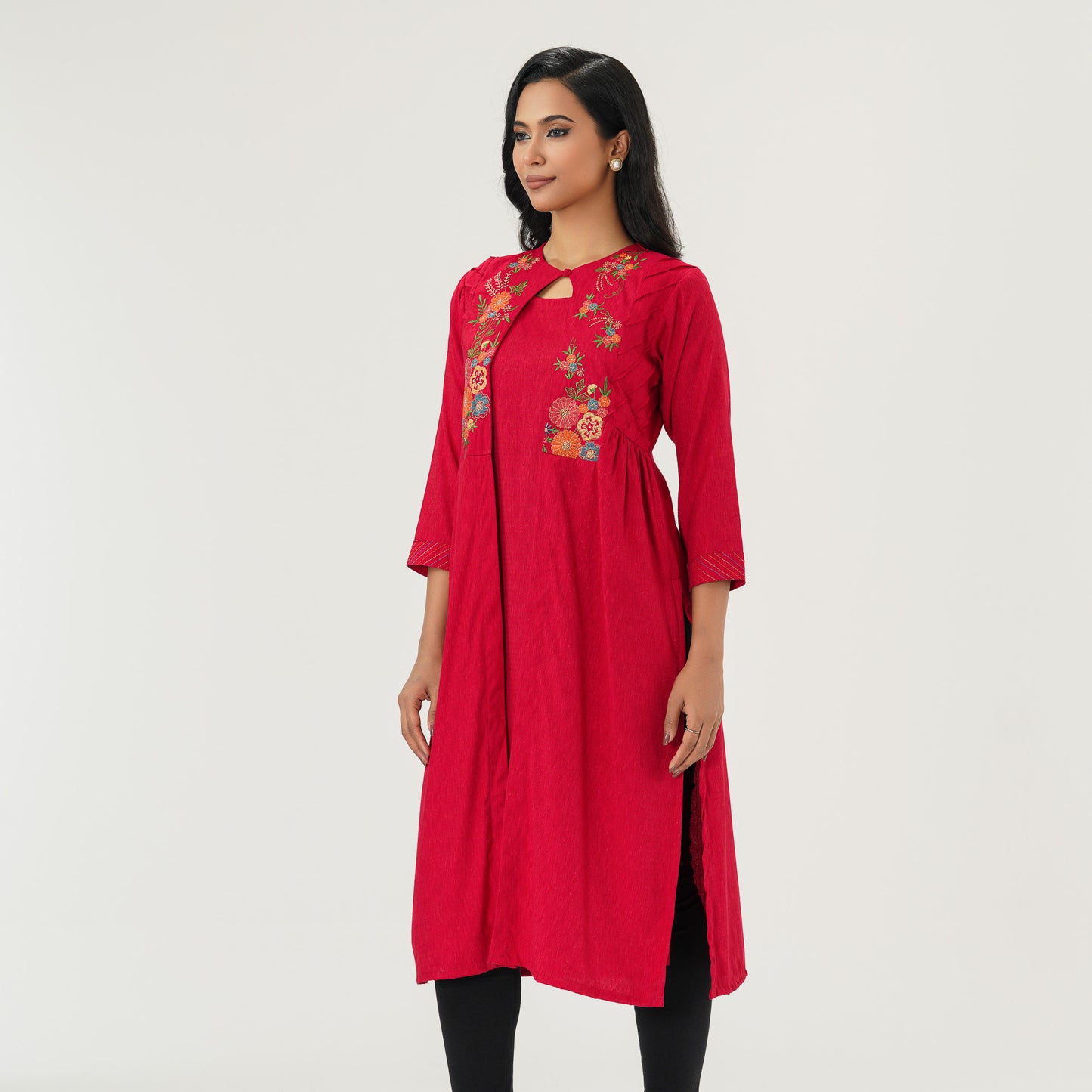 Womens Red Ethnic Kurti