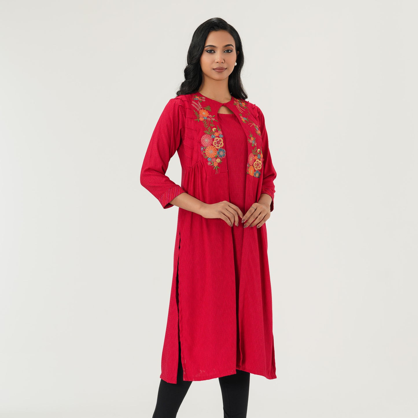 Womens Red Ethnic Kurti