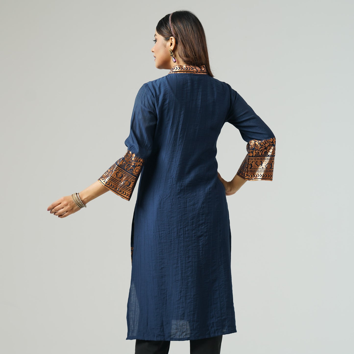 Womens Printed Navy Kurti