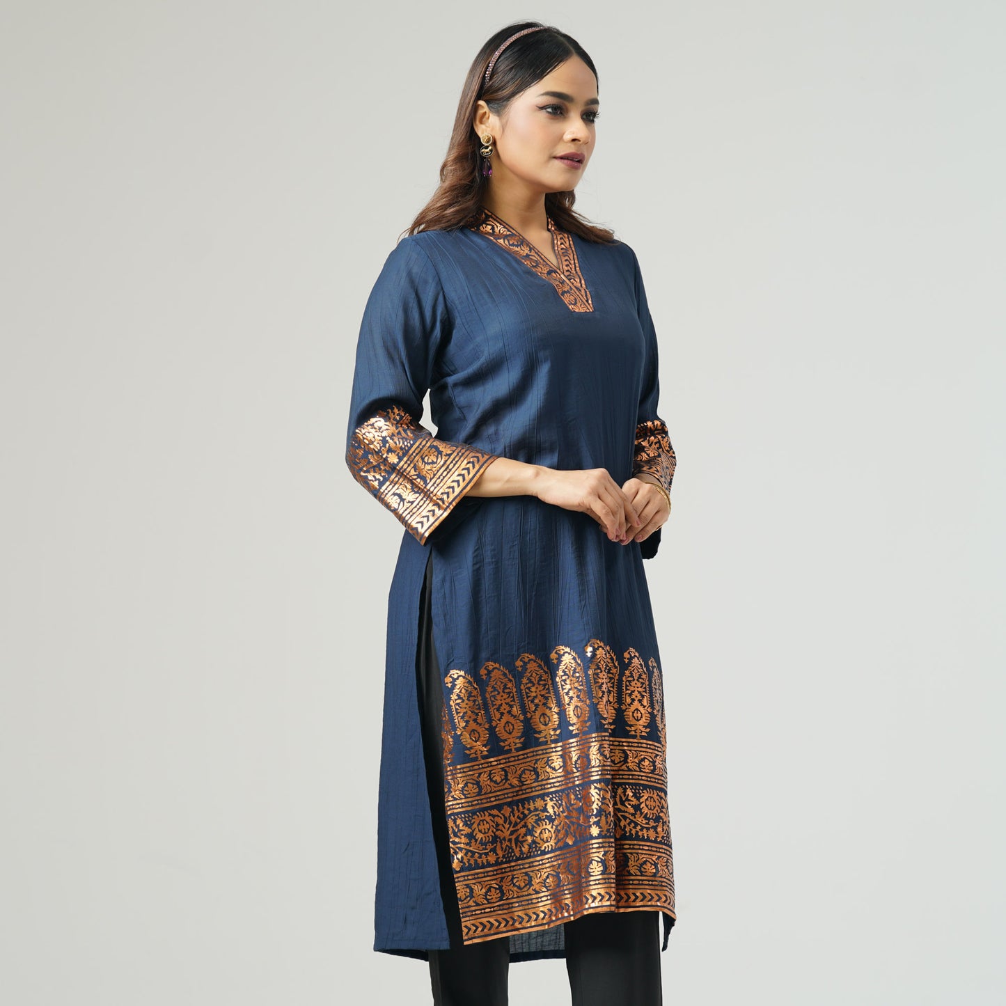 Womens Printed Navy Kurti