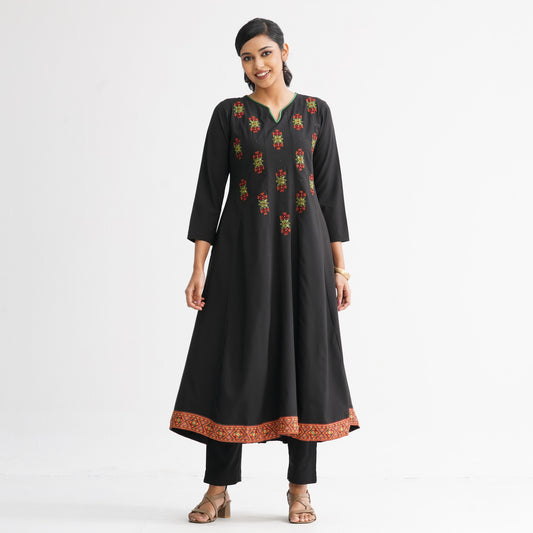 Women’s Premium Black Anarkali Kurti