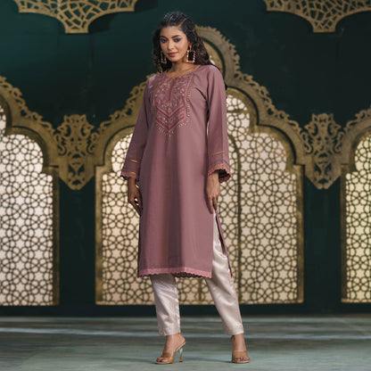 Women Dusty Pink Kurti
