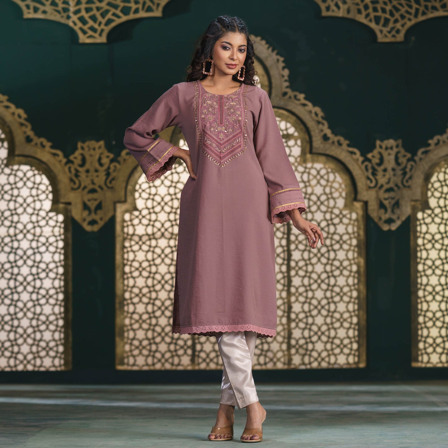 Women Dusty Pink Kurti