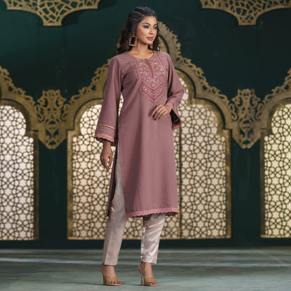 Women Dusty Pink Kurti
