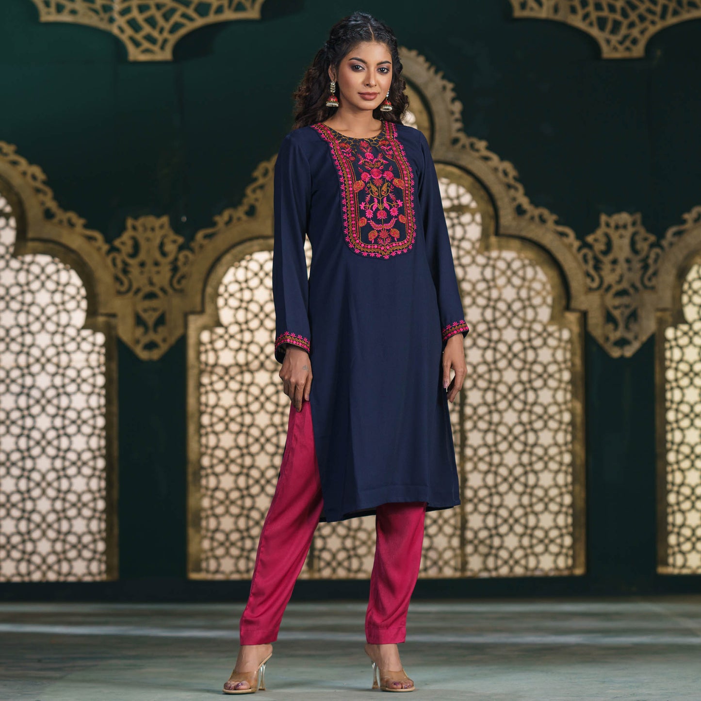 Womens Ethnic High Range Kurti-Navy