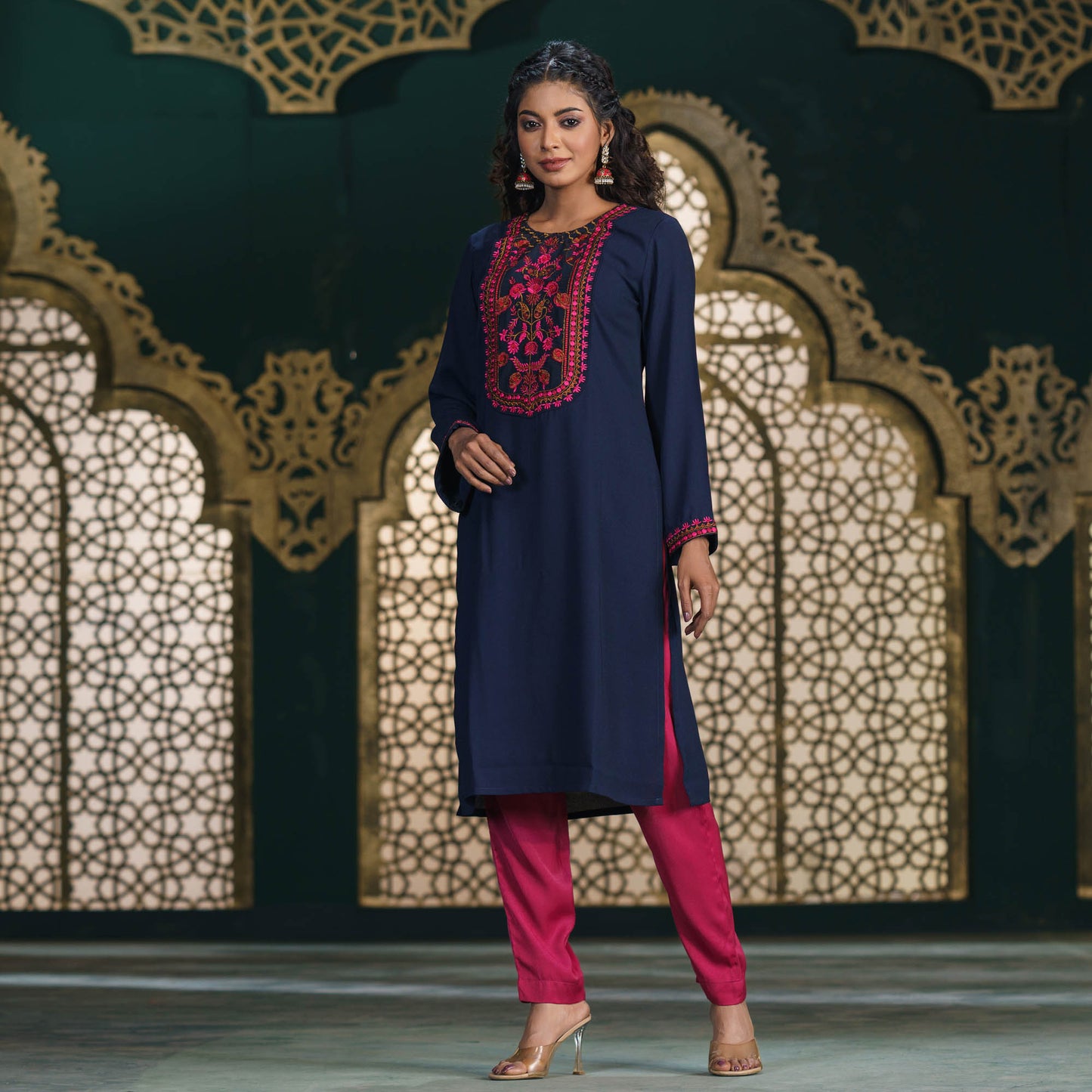 Womens Ethnic High Range Kurti-Navy