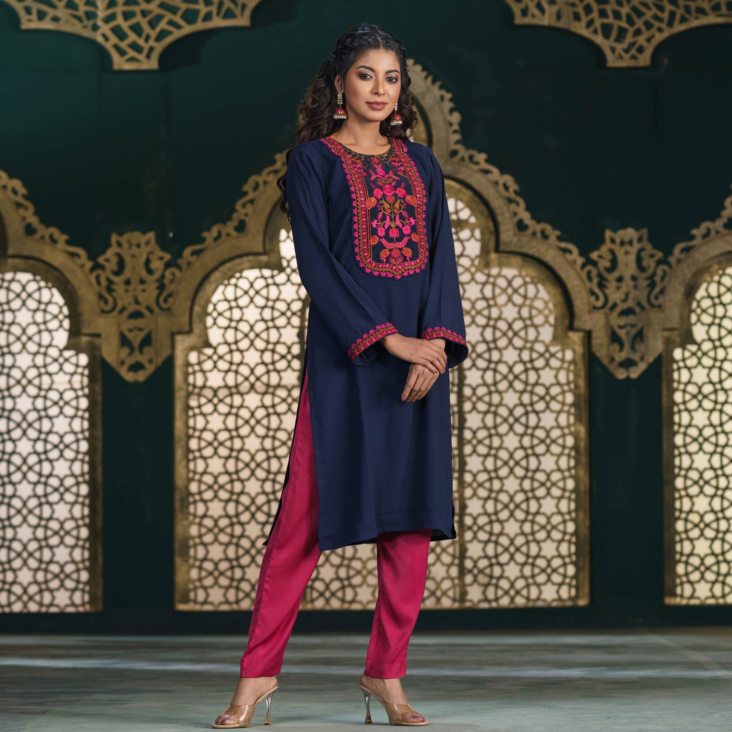 Womens Ethnic High Range Kurti-Navy