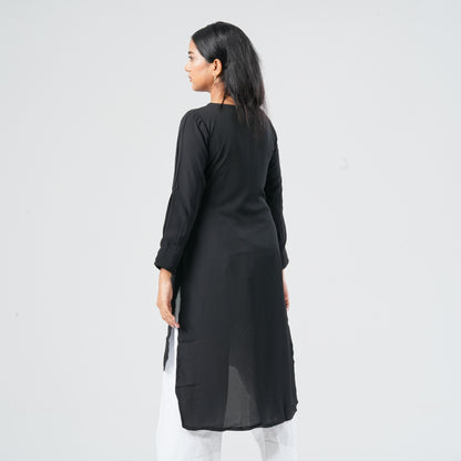 Women’s Black Georgette Sequin Kurti