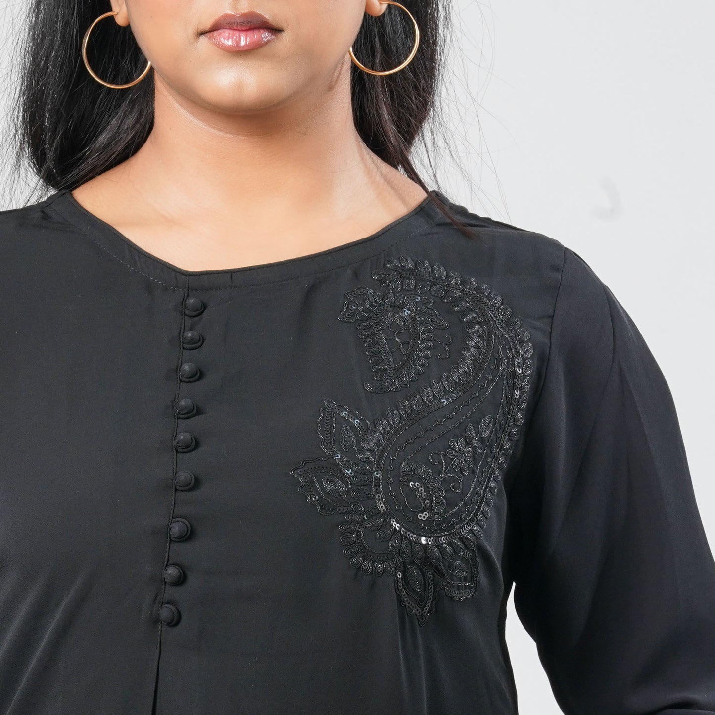 Women’s Black Georgette Sequin Kurti