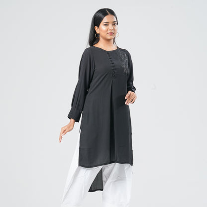 Women’s Black Georgette Sequin Kurti