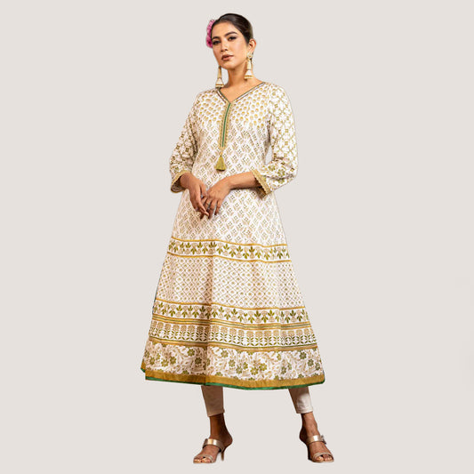 Womens Ethnic Premium Kurti-White
