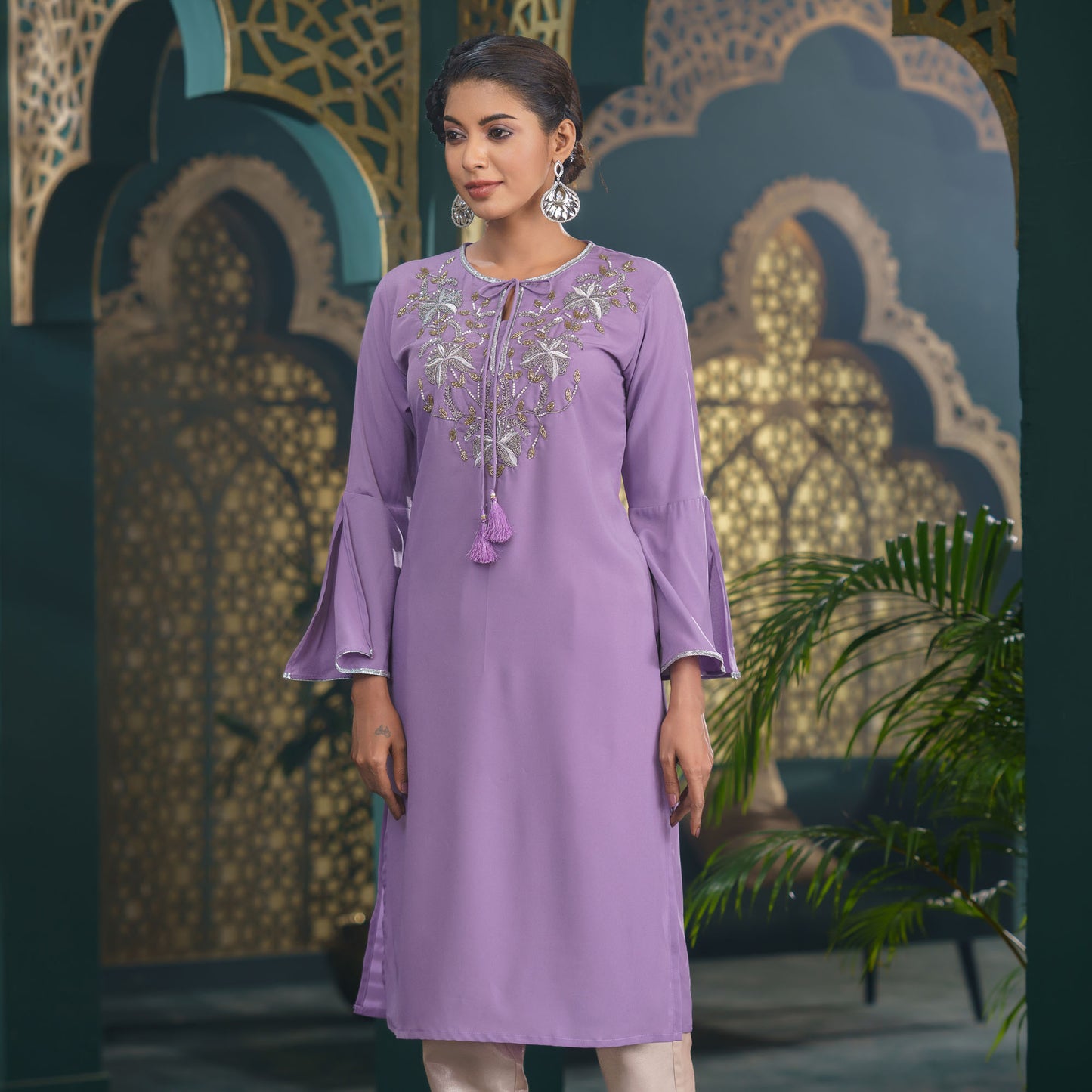 Women Purple Fusion Kurti