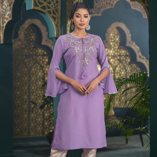Women Purple Fusion Kurti