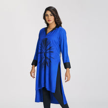 Load image into Gallery viewer, Women&#39;s Blue Tie-Dye Kurti
