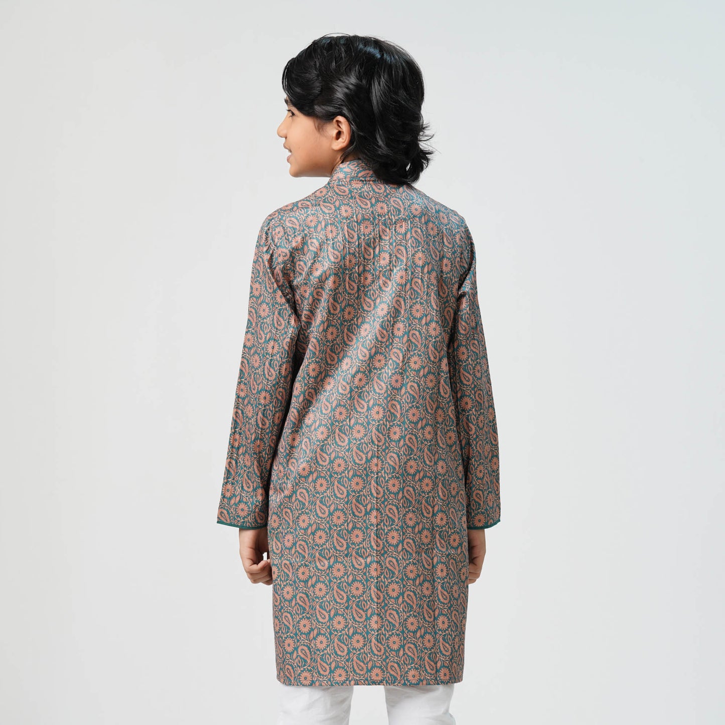 Boys Teal Printed Panjabi