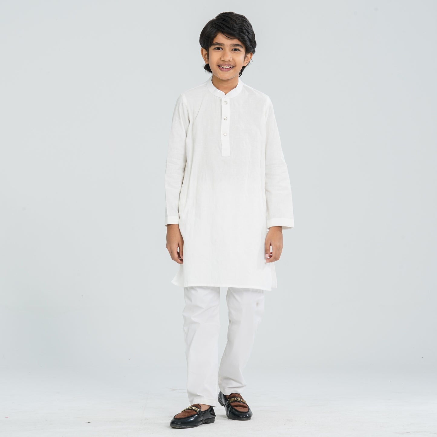 Boy's White Cotton Panjabi
