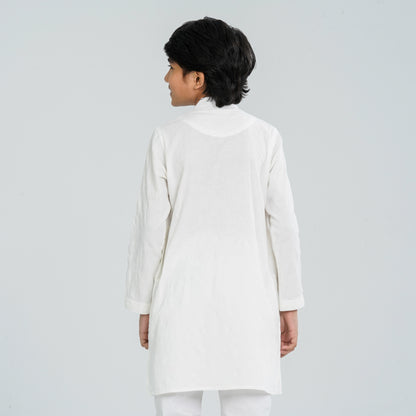 Boy's White Cotton Panjabi