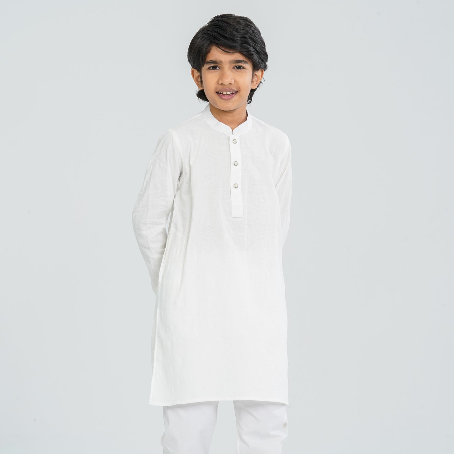 Boy's White Cotton Panjabi