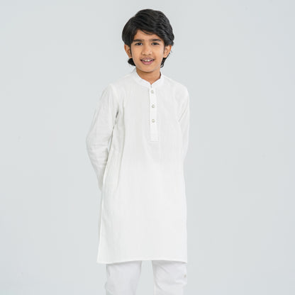 Boy's White Cotton Panjabi