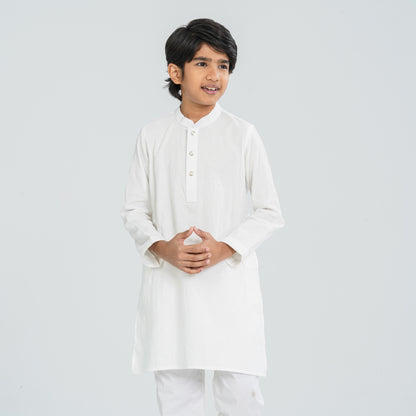 Boy's White Cotton Panjabi